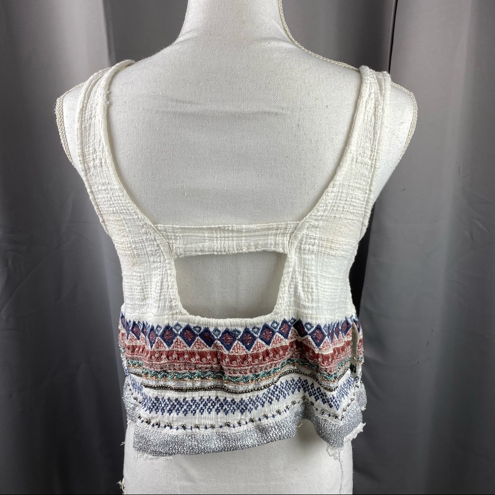 Ecote Beaded Linen Open Back Tank Top A14 - Picture 7 of 16
